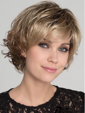 Blonde ideale gewellte kurze synthetische Bob Perücken