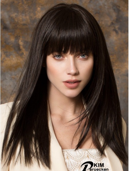 Beste synthetische Perücken mit Pony Monofilament Straight Style Black Farbe