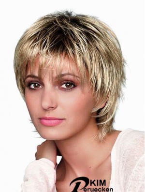 8 Zoll kurze gestaltete blonde gerade Bob Perücken