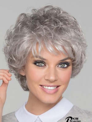 8 Zoll Short Top Lace Front lockige graue Perücken