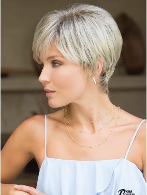 Boycuts Grey Straight 4 Zoll verkürzte synthetische Perücken