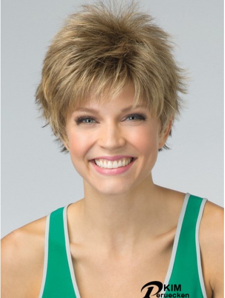 Kurze Pixie Cut synthetische Perücke Blonde Farbe verkürzte Länge Boycuts