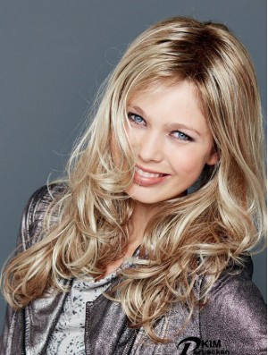 Ohne Pony Lace Front 18 Zoll gewellte blonde blonde Perücken