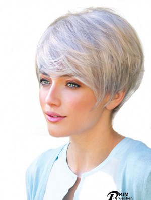 Monofilament Short Straight Boycuts Synthetische realistische Perücken