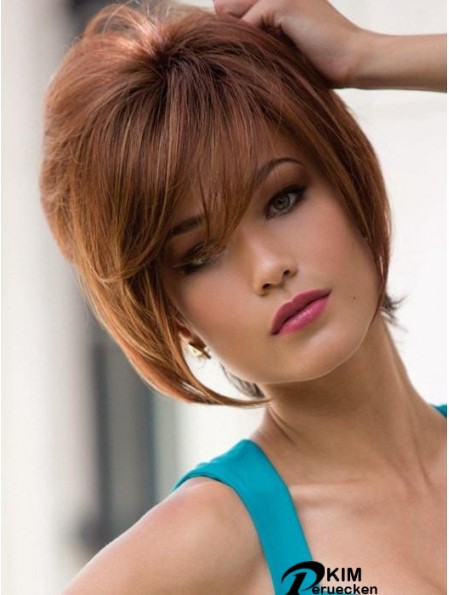 Mit Pony Auburn Straight 9  inchShort Synthetic Perücken
