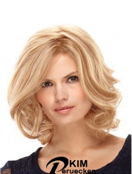14  inchBlonde geschichtete Schulter gewellt synthetische Damen Monofilament
