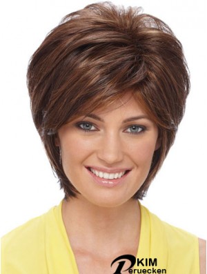 Schlanke synthetische Perücken Auburn Farbe Short Length Layered Style