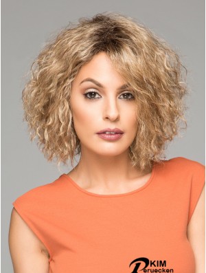 Kurze lockige synthetische Perücken Kinnlänge Blonde Farbe Curly Style