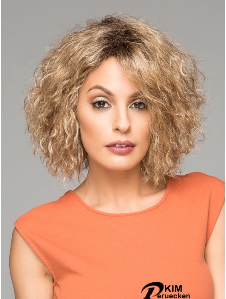 Kurze lockige synthetische Perücken Kinnlänge Blonde Farbe Curly Style