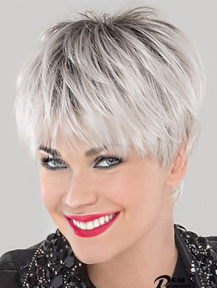 Cropped Straight White 4 Zoll Lace Cap Perücken