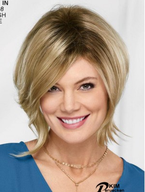 10 Zoll Kinn Länge Blonde Straight New Bob Perücken