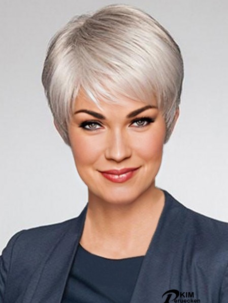 Capless 8 Zoll gerade Platinblond Boycuts Perücken zum Verkauf