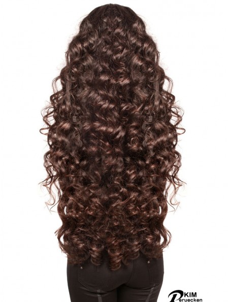 Lang mit Pony Curly Brown Modische synthetische Perücken