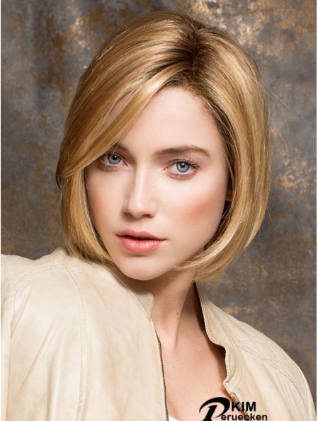 Kinn Länge Blonde No-Fuss 10 Zoll Straight Bob Perücken
