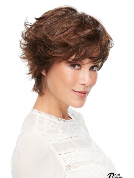 100% handgebundene Auburn 6 Zoll Short Layered High Class Perücken