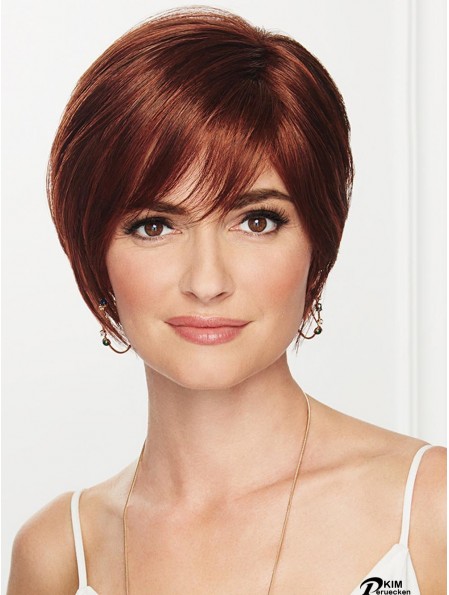 Capless Auburn 8 Zoll Cropped Boycuts Synthetische Perücken