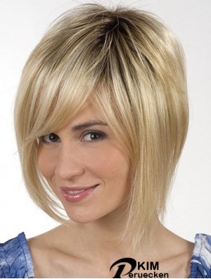 Kinn Länge Blond Große 8 Zoll gerade Bob Perücken