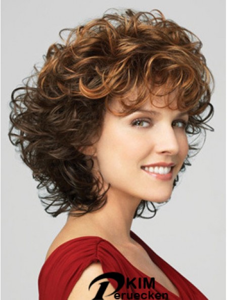 Klassische Damenperücke mit Pony Lace Front Curly Style Chin Länge