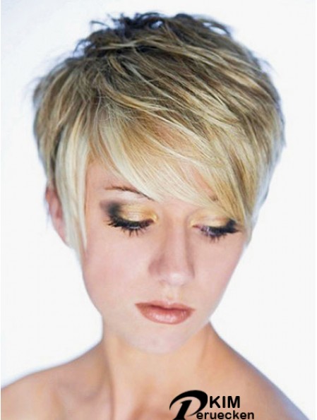 Beste synthetische Perücke Boycuts Cropped Length Blonde Farbe