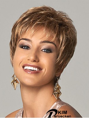 Schlanke kurze synthetische Perücken UK verkürzte Länge blonde Farbe Boycuts