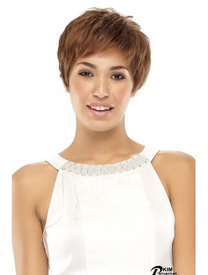 Praktische Brown Cropped Wavy Boycuts Lace Front Perücken