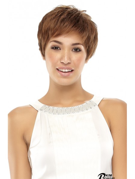 Praktische Brown Cropped Wavy Boycuts Lace Front Perücken