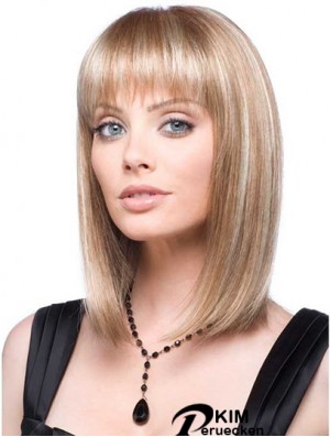 Vordere Spitze Perücke synthetisch mit gerader Frisur blonde Farbe