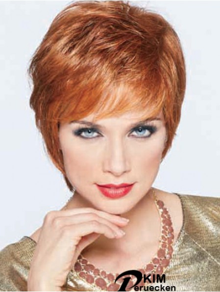 Boycuts Cropped Synthetic Straight Auburn Monofilament Perücke groß