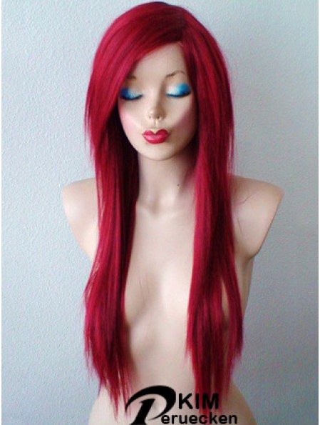 Rote synthetische Spitzenperücken UK rote Farbe gerader Stil mit Pony