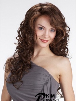 Curly With Bangs Lange braune schöne Spitze Front Perücken