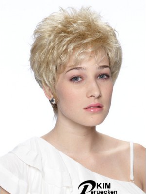 Cropped Boycuts Wavy Blonde Modische synthetische Perücken