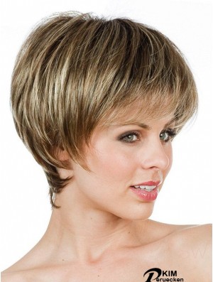 Boycuts Short Brown Straight Sleek Petite Perücken