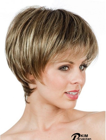 Boycuts Short Brown Straight Sleek Petite Perücken