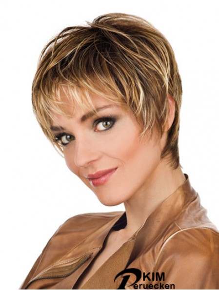 Weiche 8 Zoll gerade blonde Boycuts kurze Perücken