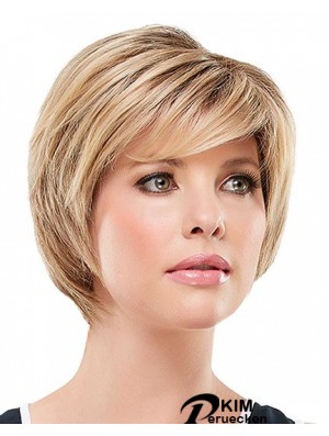 Erschwingliche Blonde Short Straight Layered Lace Front Perücken