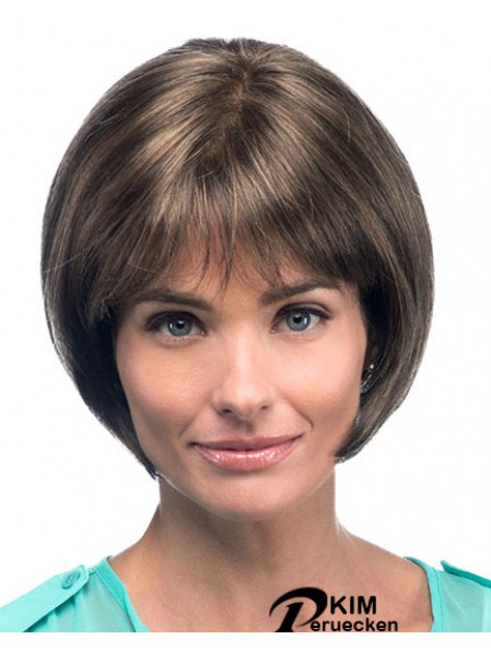Kinnlänge Straight Bobs Brown Fashion 100% handgebundene Perücken