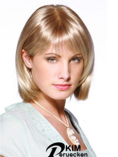 Spitze vorne Kinn Länge gerade blonde blonde fabelhafte Bob Perücken