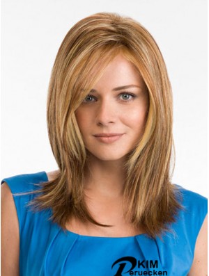 16 Zoll synthetische lange gerade gerade blonde Monofilament Perücken