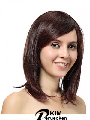 Schulterlange geschichtete gerade Auburn billige synthetische Perücken