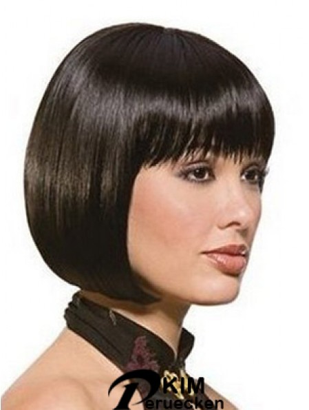 Kinnlange Bobs Straight Black Sassy Synthetic Perücken