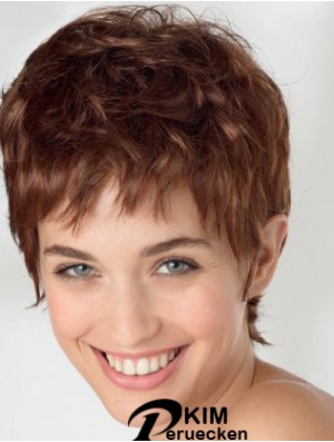 Exquisite 6 Zoll gewellte Auburn Boycuts kurze Perücken