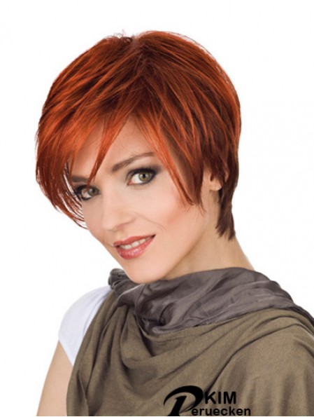 Robustes 8 Zoll Straight Red mit Pony Short Perücken