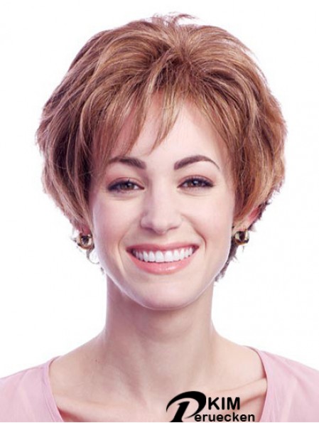 Stilvolle Auburn Short Layered Wavy Glueless Lace Front Perücken