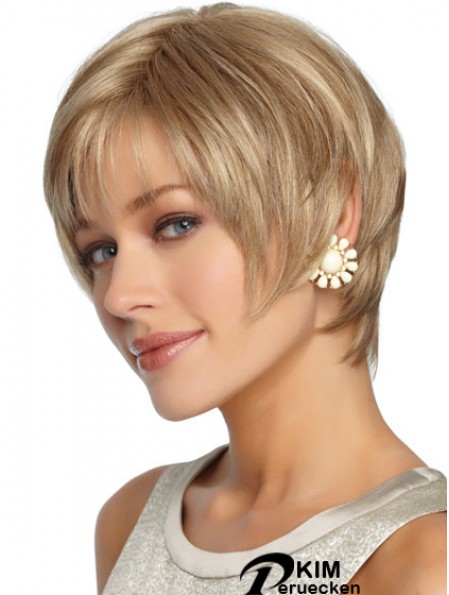 Kurze geschichtete gerade blonde Frisuren synthetische Perücken