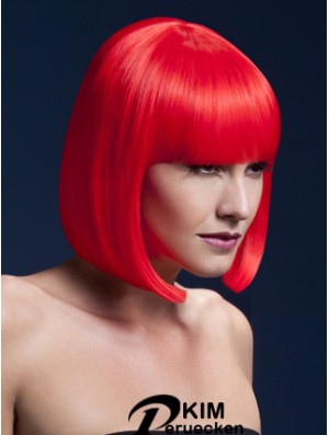 Erschwingliche 12 Zoll Straight Red Bobs Short Perücken