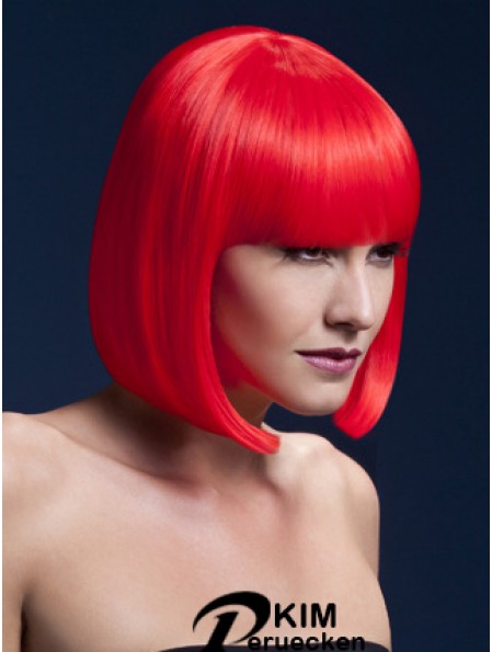 Erschwingliche 12 Zoll Straight Red Bobs Short Perücken