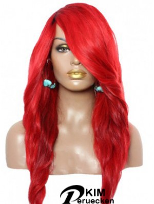 Wellig mit Pony Lace Front Erstaunliche 22 Zoll rote lange Perücken