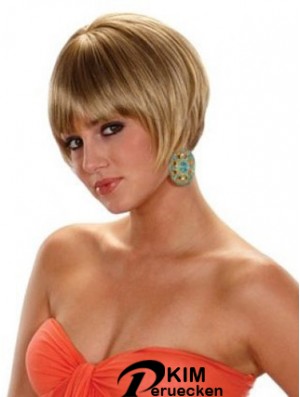 Kurze Bobs gerade blonde billige synthetische Perücken