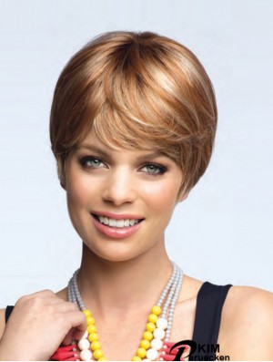 Flexibilität 8 Zoll gerade blonde Boycuts kurze Perücken