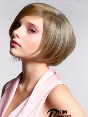 Synthetische Spitze Perücken Günstige Bobs Cut Blonde Farbe Kinn Länge